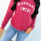 Support Local Mineral Wash Fleece Sweatshirt - Vintage Maroon