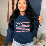 Simply Southern Ribbon Flag Crewneck Sweatshirt - Navy - Lace and Grace Boutique