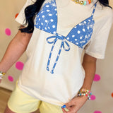 Polka Dot Bikini Top Graphic Tee - Ivory