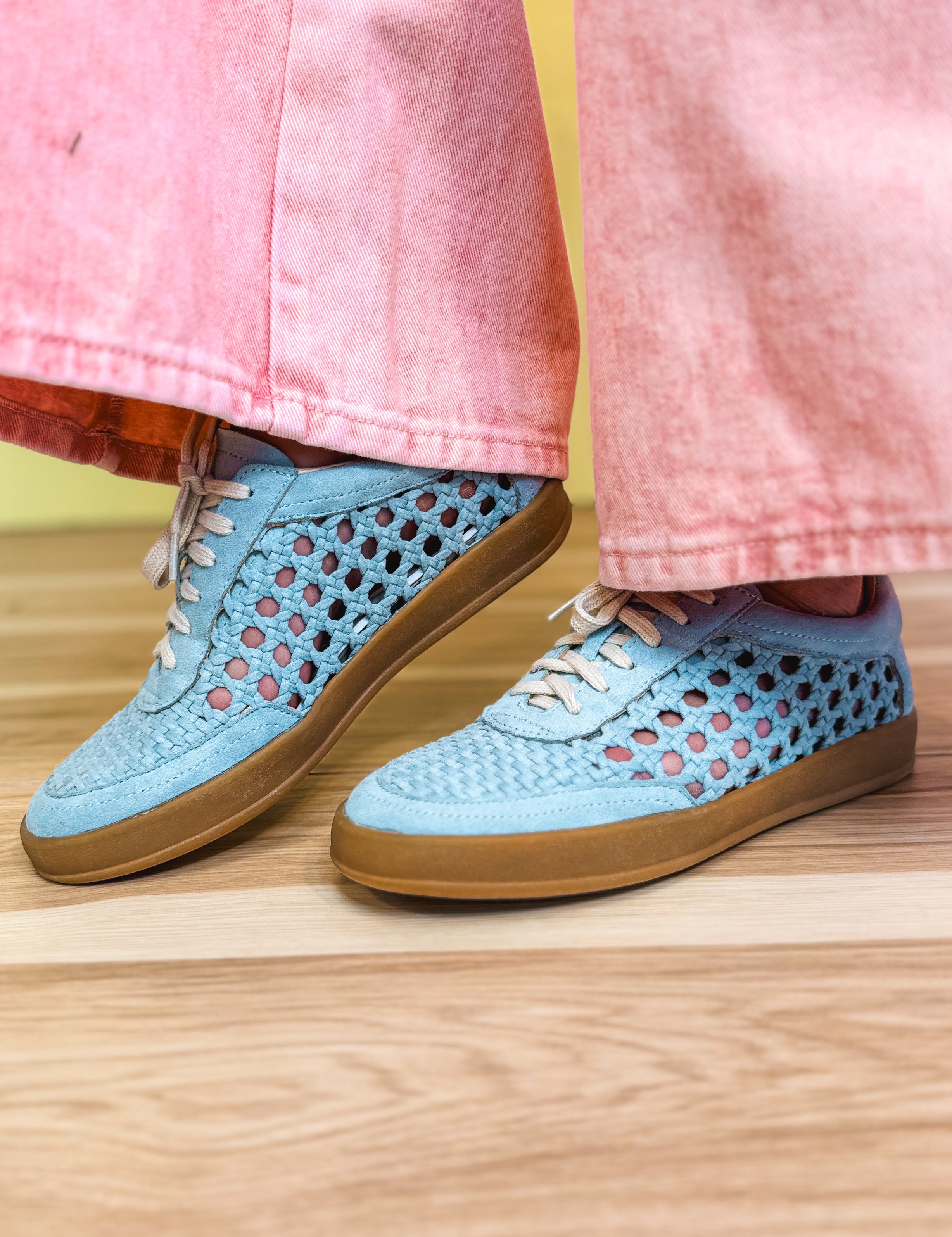 Giselle Crochet Detail Sneaker - Light Blue - Lace and Grace Boutique