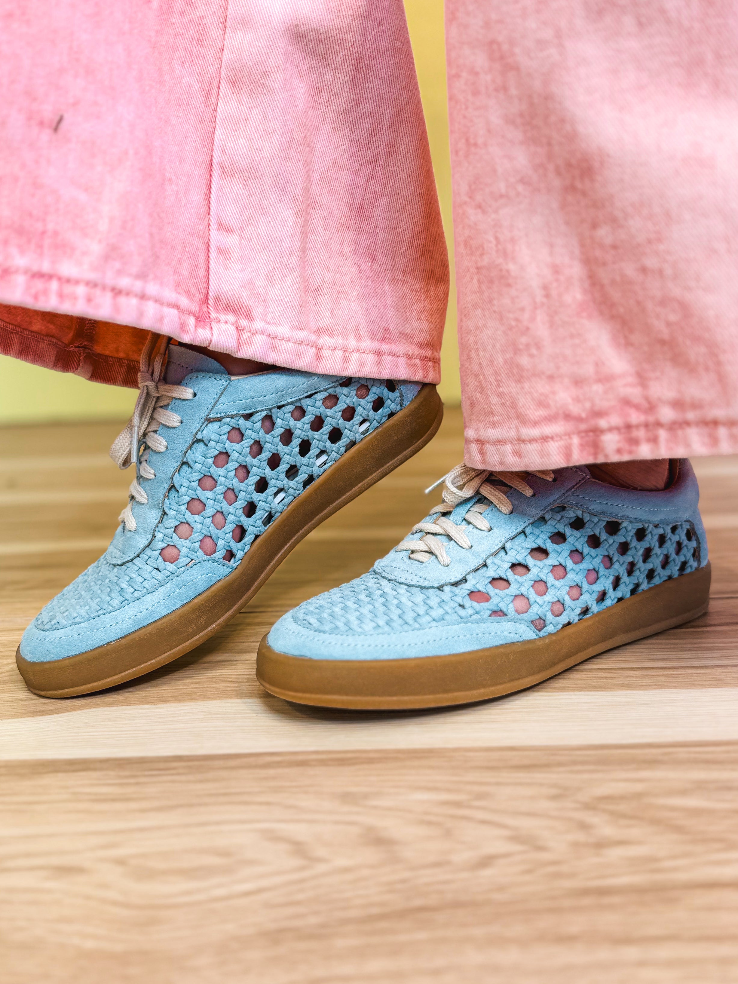 Giselle Crochet Detail Sneaker - Light Blue - Lace and Grace Boutique