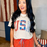 USA Patchwork Graphic Tee - Ivory
