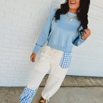 Patchwork Cotton Gauze Wide Leg Pants - Cream - Lace and Grace Boutique