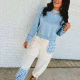 Patchwork Cotton Gauze Wide Leg Pants - Cream - Lace and Grace Boutique