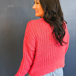 Open Ribbed Knit Sweater - Berry - Lace and Grace Boutique