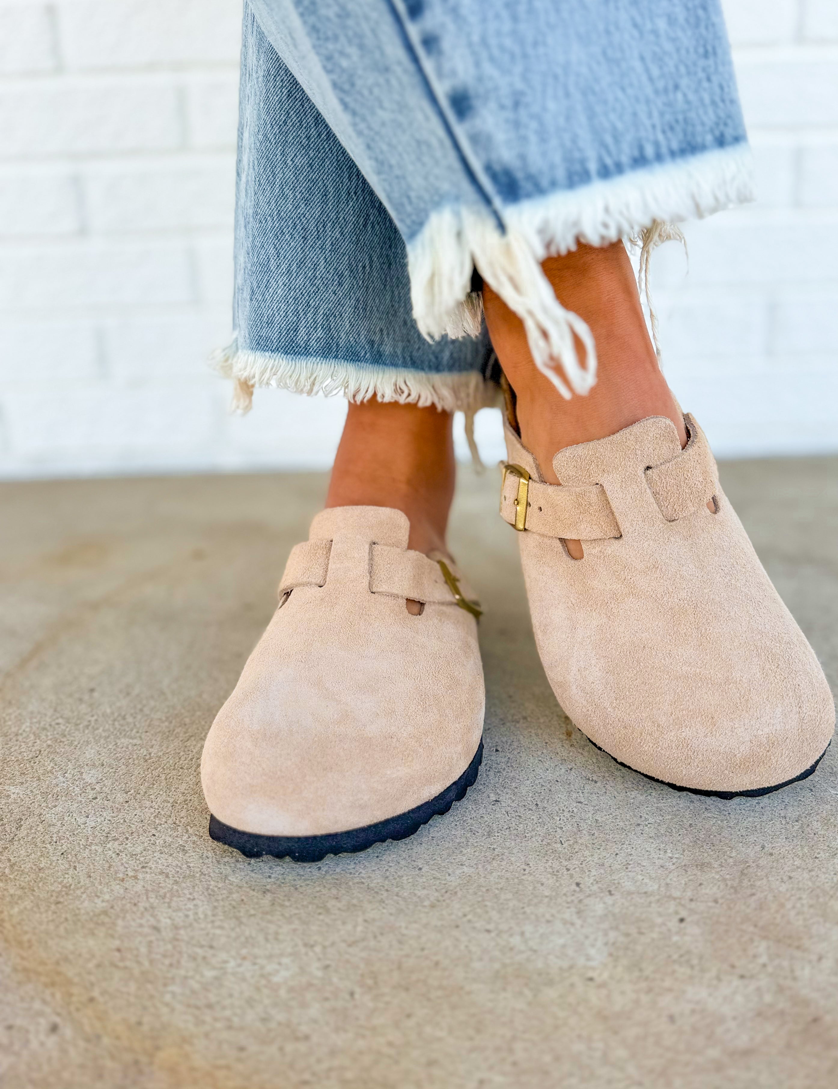 Birkenstock Boston Suede Leather Clog - Sandcastle - Lace and Grace Boutique
