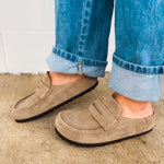 Birkenstock Naples Wrapped Suede Leather Clog - Taupe - Lace and Grace Boutique