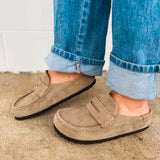 Birkenstock Naples Wrapped Suede Leather Clog - Taupe - Lace and Grace Boutique
