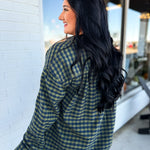 Plaid Printed Soft Button Up Cropped Woven Shirt - Ember - Lace and Grace Boutique