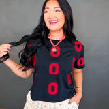Ohio State Embroidered Logo Cropped Tee - Black