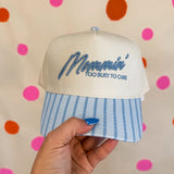 Mommin' Striped Vintage Trucker Hat - Blue Stripe