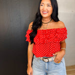 Polka Dot Layered Ruffle Top - Red - Lace and Grace Boutique