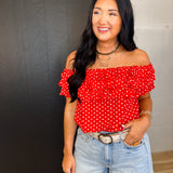 Polka Dot Layered Ruffle Top - Red - Lace and Grace Boutique
