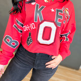 Ohio State Buckeyes Patched Cropped Pullover - Red