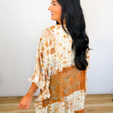 Oli & Hali Washed Print Lace Mix Duster - Copper