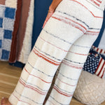 Textured Stripe Pattern Knit Pants - Cream Multi - Lace and Grace Boutique