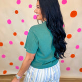 Wildflowers Faux Embroidered Pocket Tee - Light Green