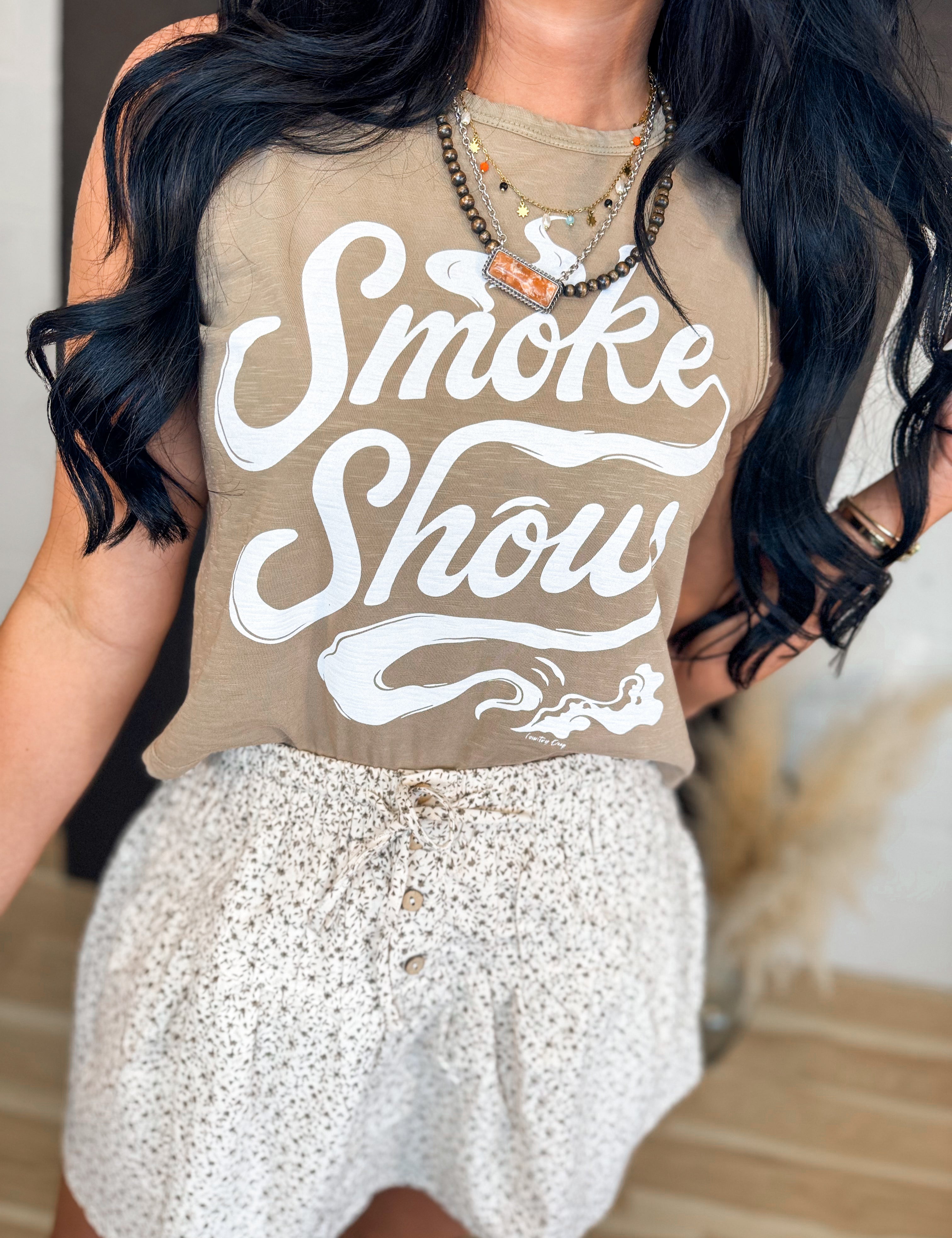 Smoke Show Muscle Crop Top - Faded Brown - Lace and Grace Boutique