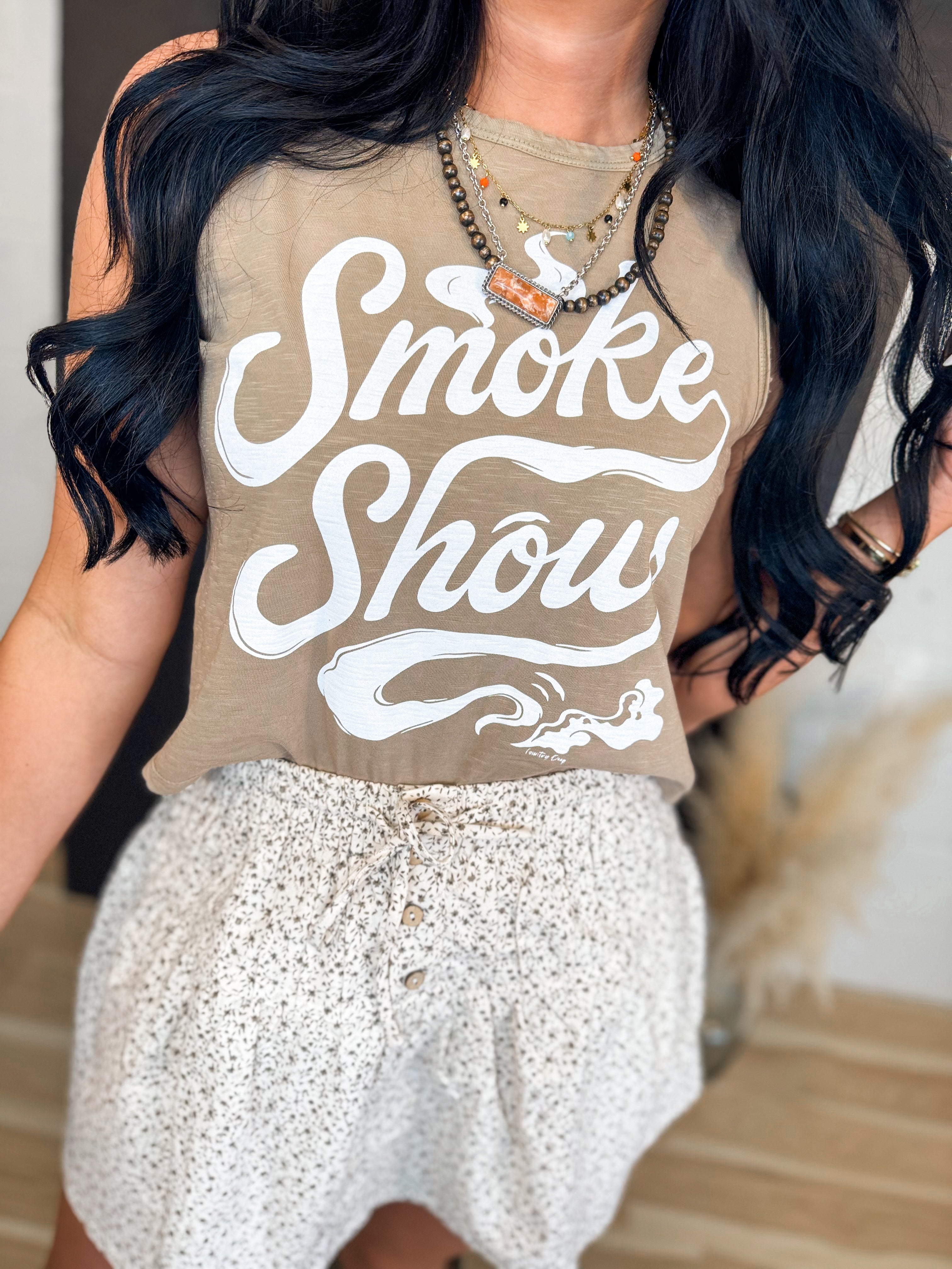 Smoke Show Muscle Crop Top - Faded Brown - Lace and Grace Boutique