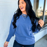 Pigment Dyed French Terry Pullover - Marlin - Lace and Grace Boutique