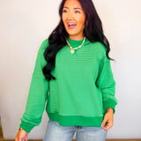 Striped Drop Shoulder Sweatshirt - Lime/Green