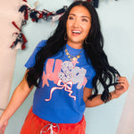 Americana USA Patchwork Graphic Tee - Flo Blue - Lace and Grace Boutique