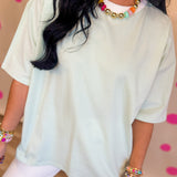 Oversized Striped Knit Top - Mint/White