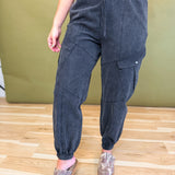 Mineral Washed Cargo Jogger Pants - Vintage Black