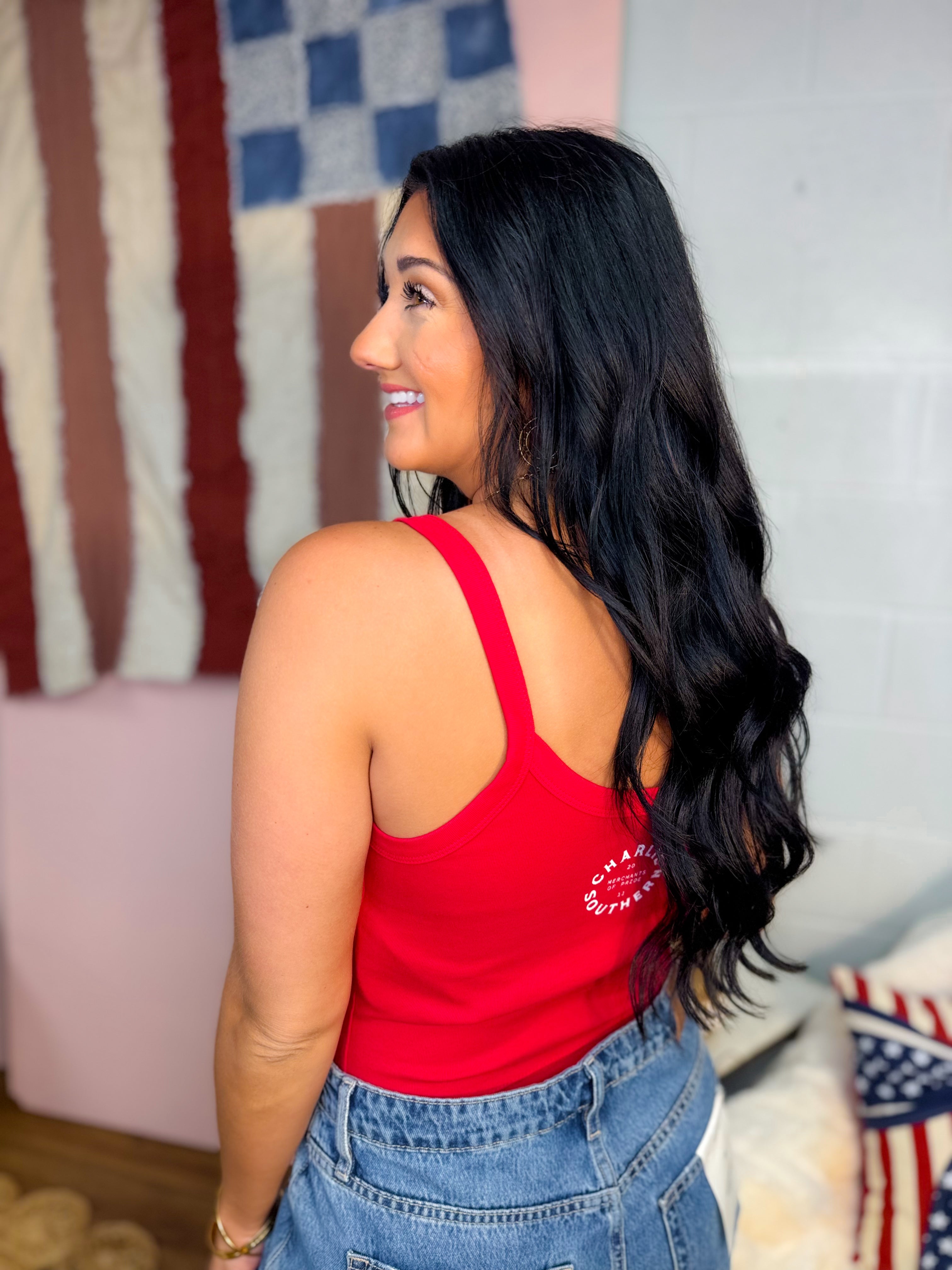 American Made Graphic Tank Top - Red - Lace and Grace Boutique