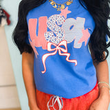 Americana USA Patchwork Graphic Tee - Flo Blue - Lace and Grace Boutique