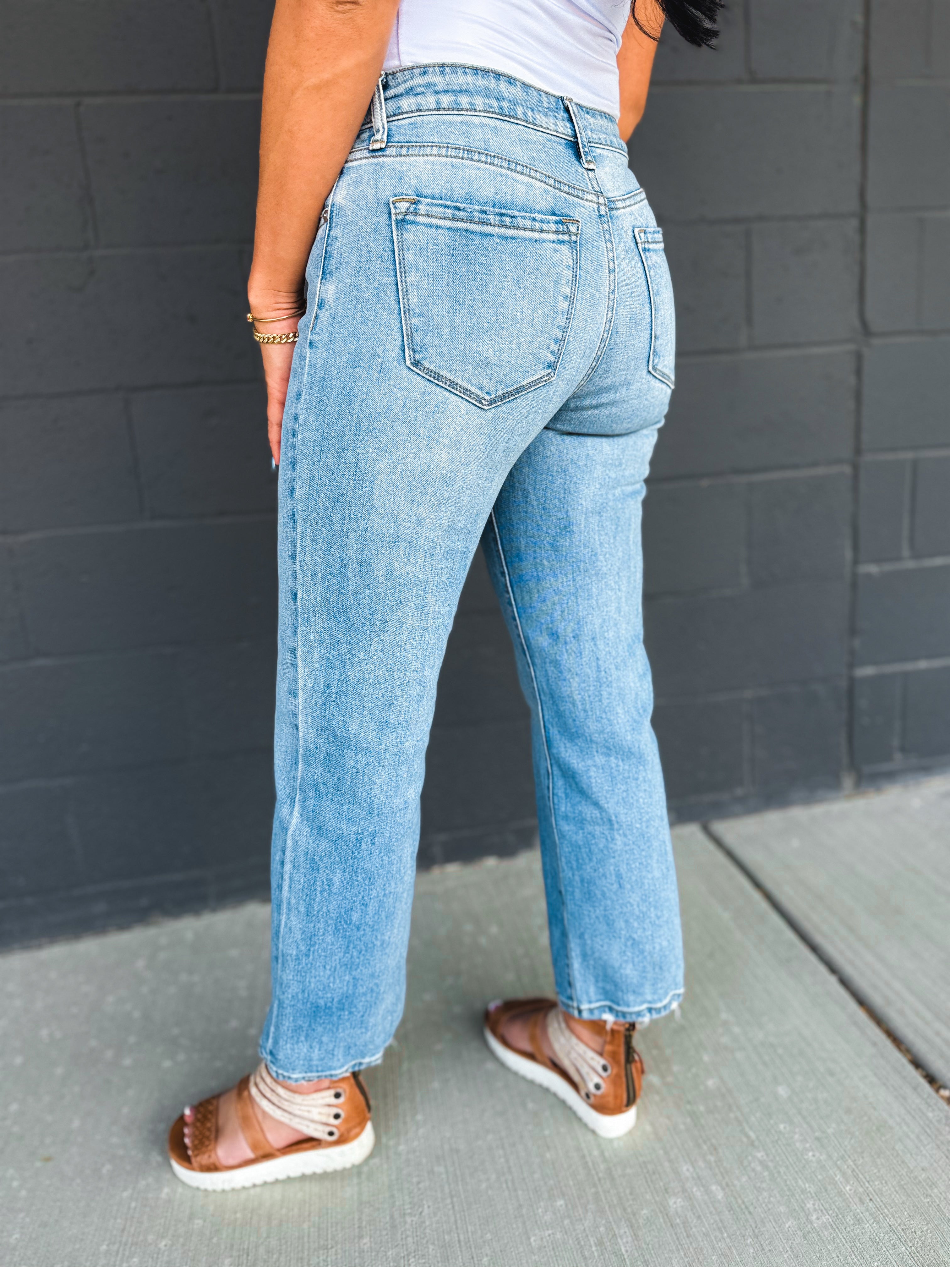 KanCan High Rise Slim Wide Jeans - Medium - Lace and Grace Boutique