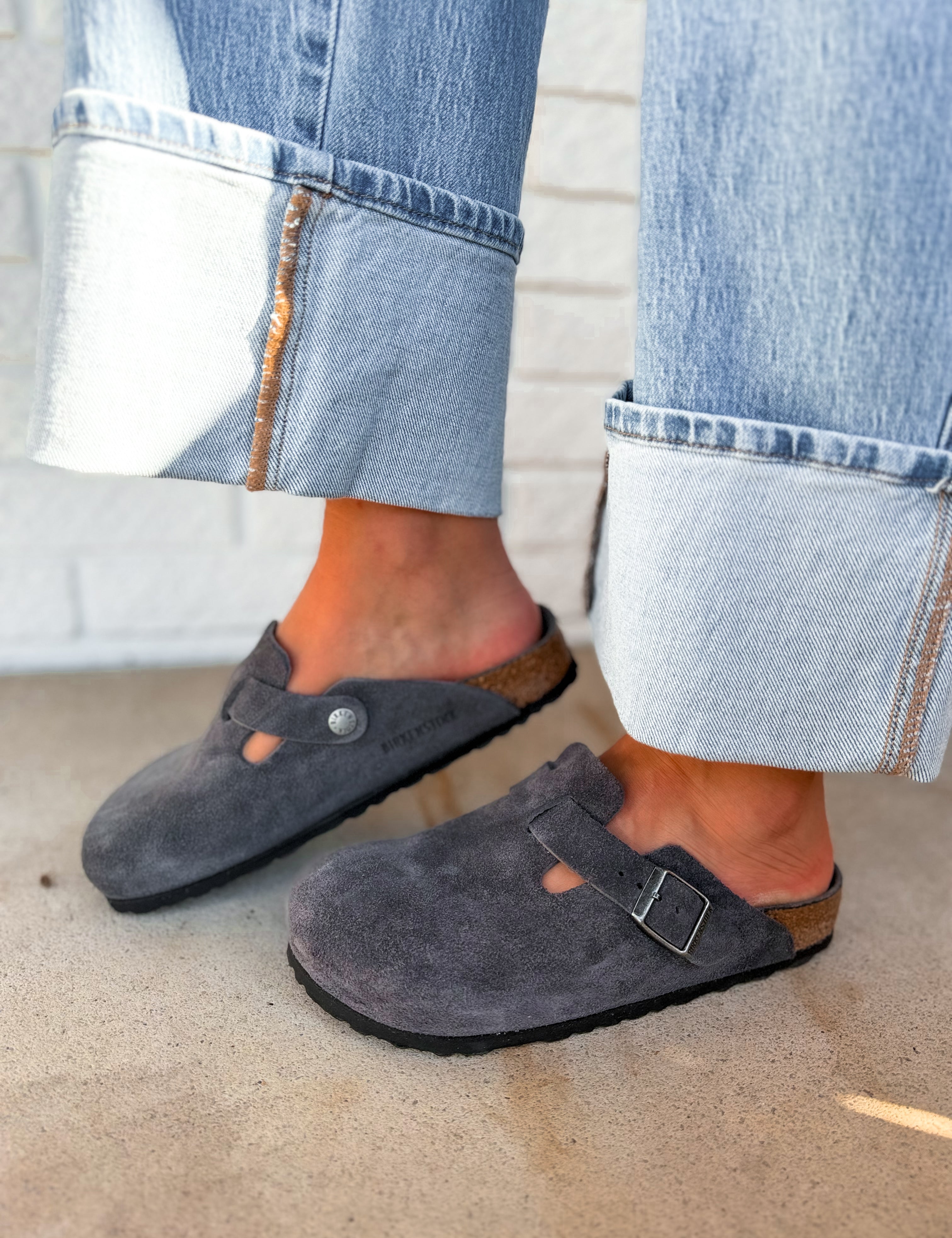 Birkenstock Boston Soft Footbed Suede Leather Clog - Charcoal Tonal FB - Lace and Grace Boutique