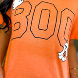 Boo Ghost Halloween Graphic Tee - Heather Orange