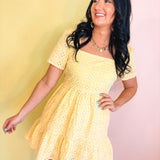 Eyelet Embroidered Shift Mini Dress - Sunwashed Lemon - Lace and Grace Boutique