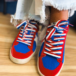 The Candace Sneaker - Blue/Red - Lace and Grace Boutique