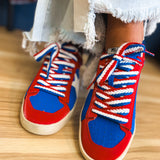 The Candace Sneaker - Blue/Red - Lace and Grace Boutique