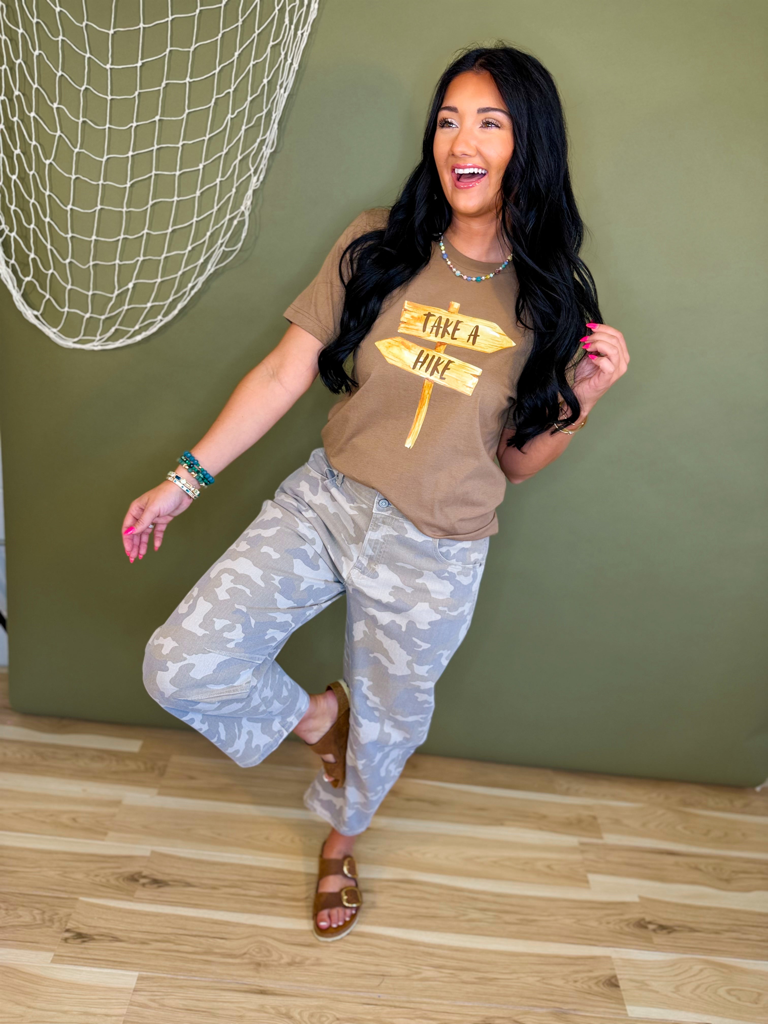 Take A Hike Graphic Tee - Vintage Brown - Lace and Grace Boutique
