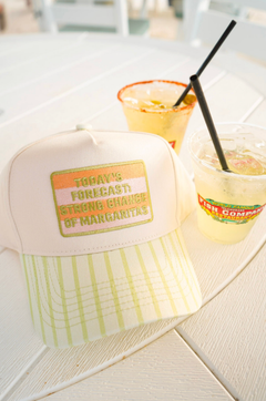 Strong Chance of Margaritas Hat - Green Stripe - Lace and Grace Boutique