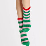 Jolly Striped Cozy Socks - Green/Pink