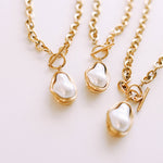Statement Pearl Pendant Chain Necklace - Lace and Grace Boutique