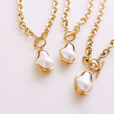 Statement Pearl Pendant Chain Necklace - Lace and Grace Boutique