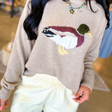 Mallard Duck Knit Sweater - Dark Flax - Lace and Grace Boutique