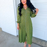 Floral Print Button Front Maxi Dress - Midnight Fern