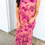 Soft Florals Printed Cowl Neck Maxi Dress - Sangria Bloom - Lace and Grace Boutique