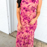 Soft Florals Printed Cowl Neck Maxi Dress - Sangria Bloom - Lace and Grace Boutique