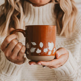 Fall Leaves Stoneware Coffee Mug - Orange