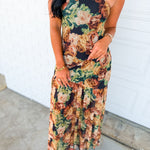 Floral Mesh Strapless Asymmetrical Maxi Dress - Black - Lace and Grace Boutique