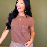 Patch Pocket Boxy Knit Top - Brick