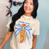 Simply Southern Red, White, & Hot Dogs Tee - Bone - Lace and Grace Boutique