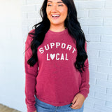 Support Local Mineral Wash Fleece Sweatshirt - Vintage Maroon